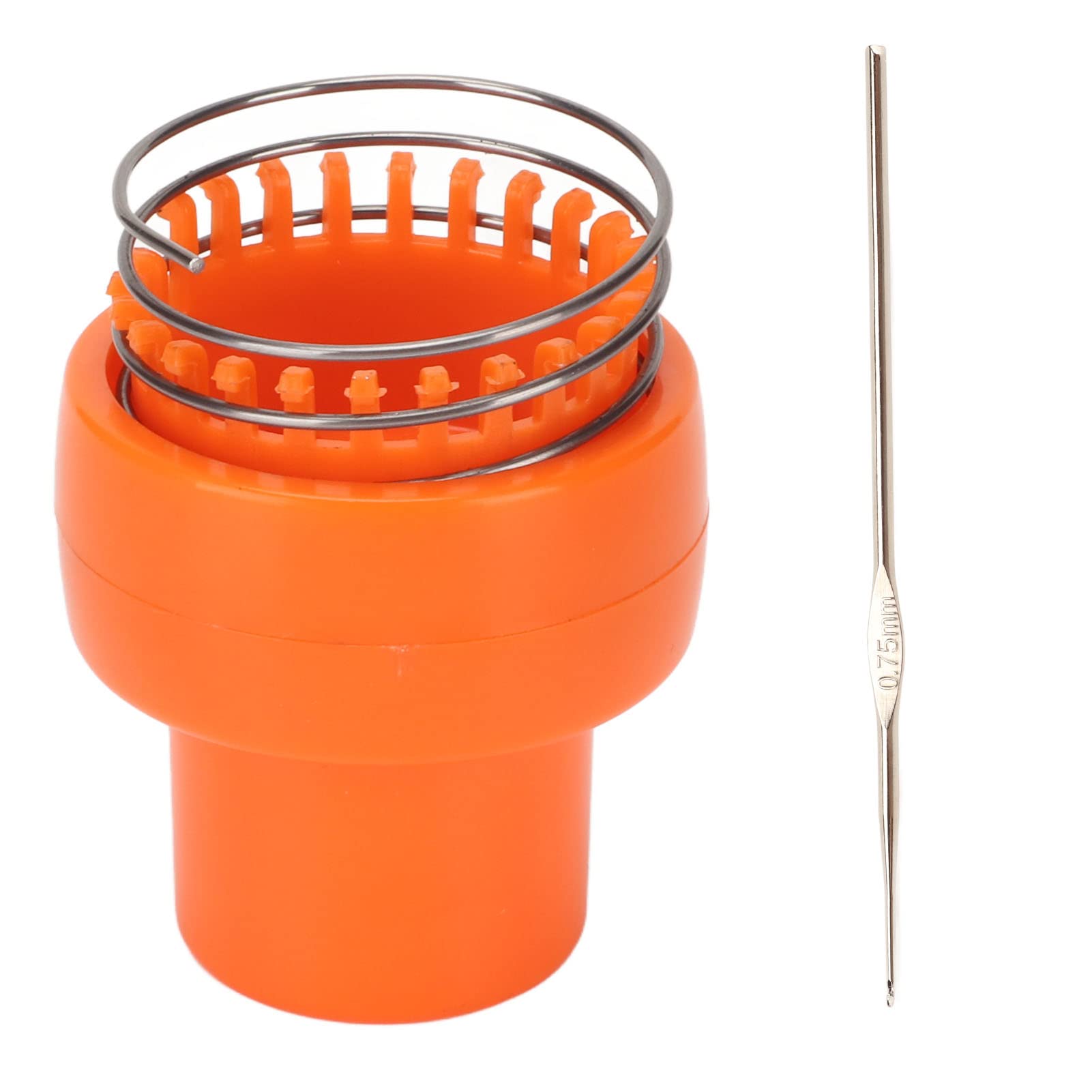 Wire Crochet Loom, Wire Knitter Invisible Spool Knitting Machine, Orange Easy Weaver Knitting Tool Auto Release Knitter for Hat Scarf Socks