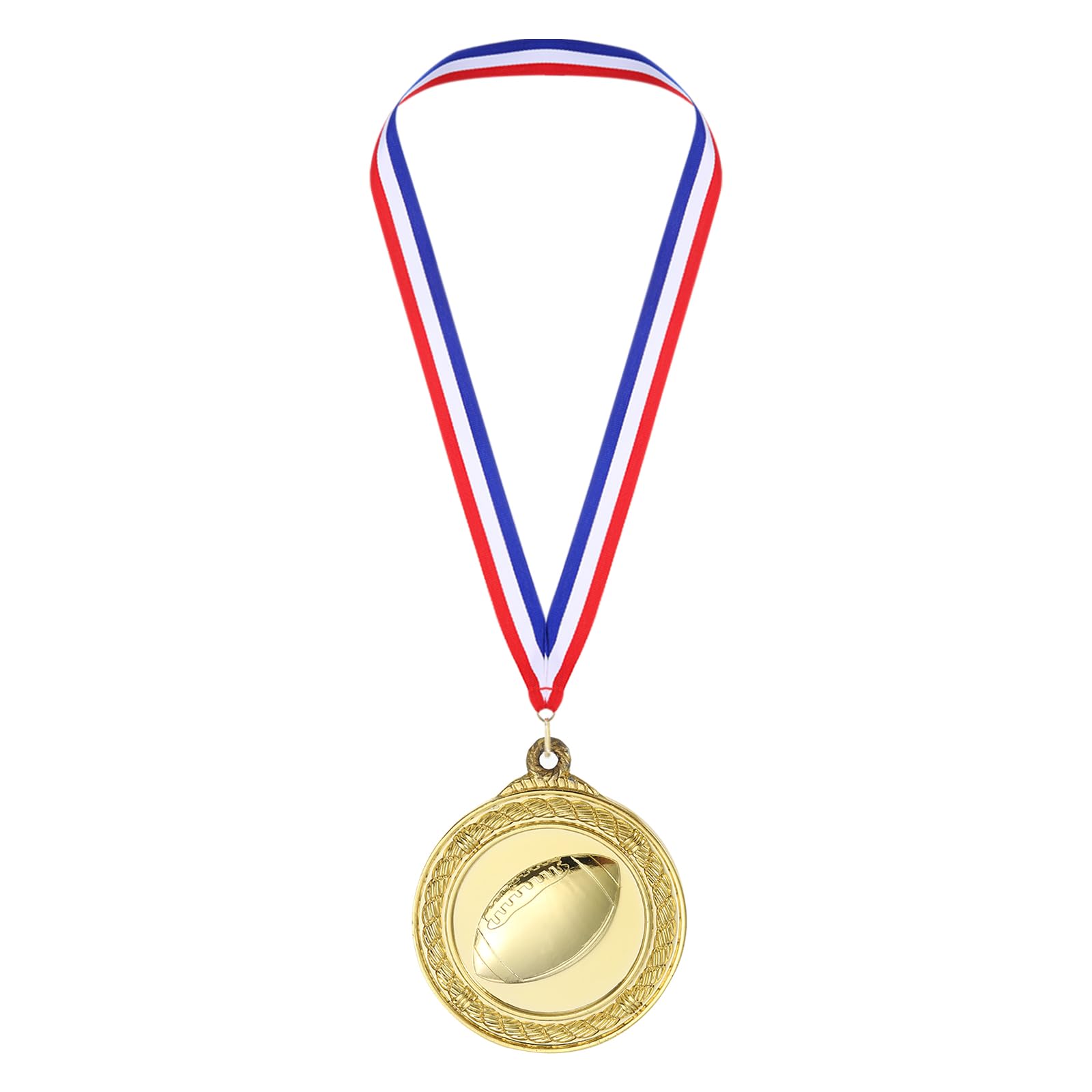 PATIKIL 2" Gold Rugby Medals, Rugby Award Medals with Ribbon Red White for Games Sports Competitions