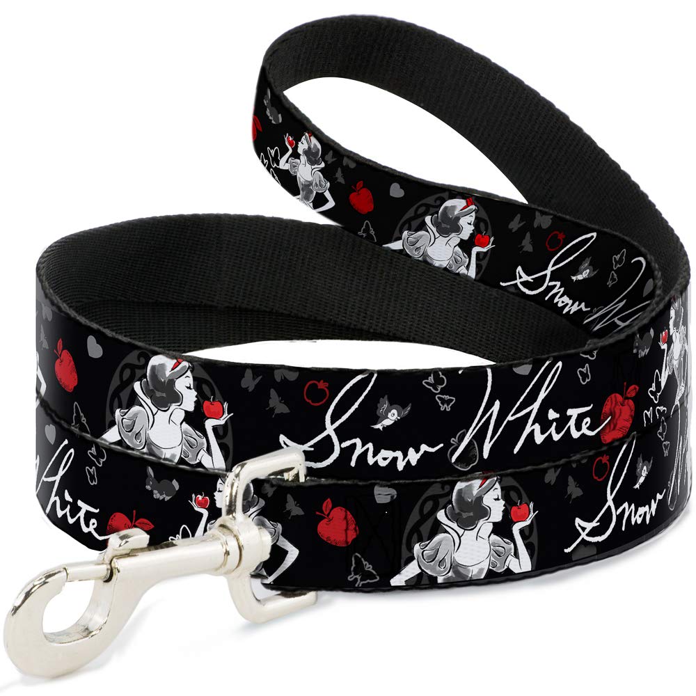 Buckle Down DL-WDY108-N Wide 0.5" "Snow White Apple Poses/Butterflies Black/Gray/Red Dog Leash, 4'