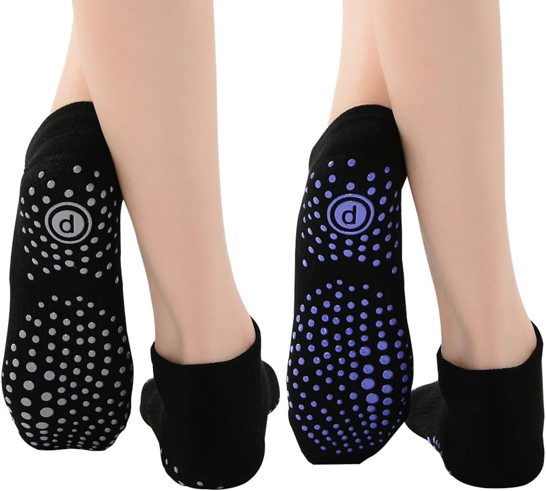 Women's Yoga Socks, Pure Barre Series Pilates Dance Sport Non Slip Ankle Toe Socks (2 Packs)