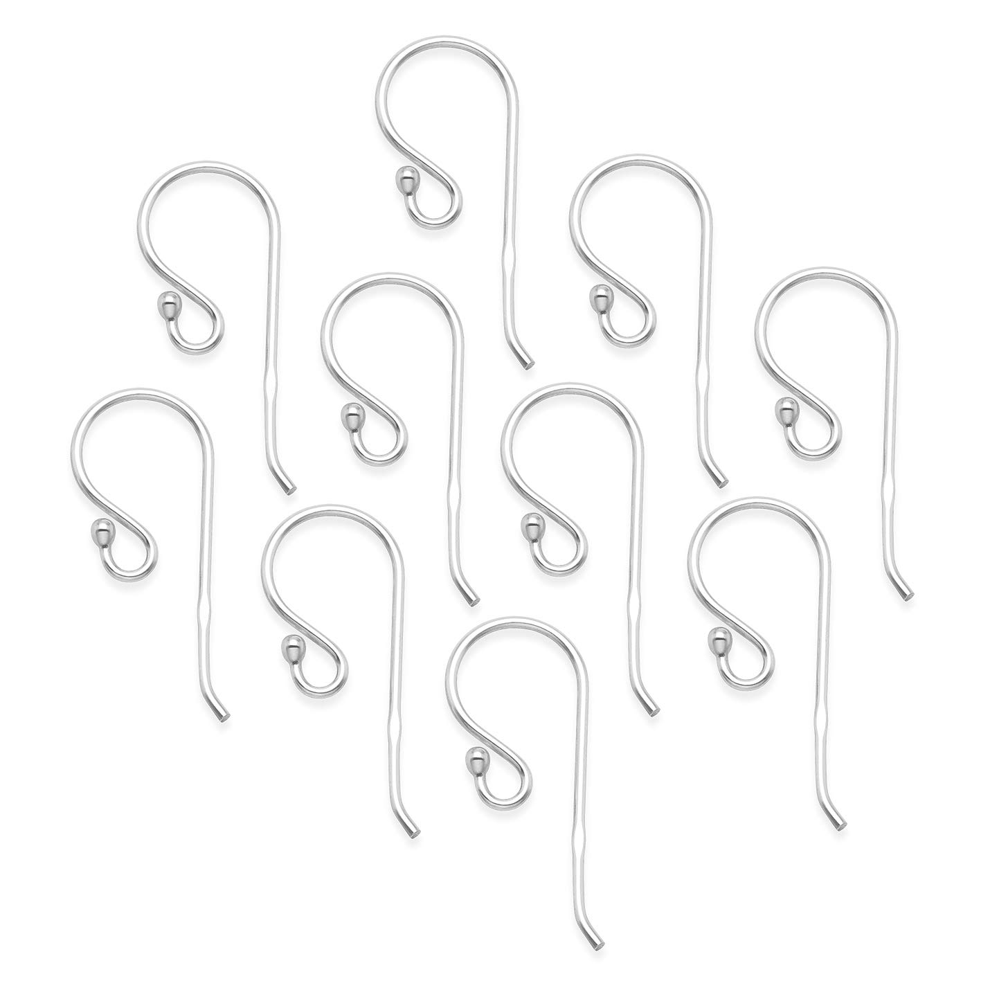 10 Pieces (5 Pairs) Genuine 925 Sterling Silver French Ear Wire Ball Hooks Gift Boxed - Earring Wires - Fish Hooks for Drop Earrings. Stamped 925. Please See Second Photo for Sizes. Gift Boxed EW2/5