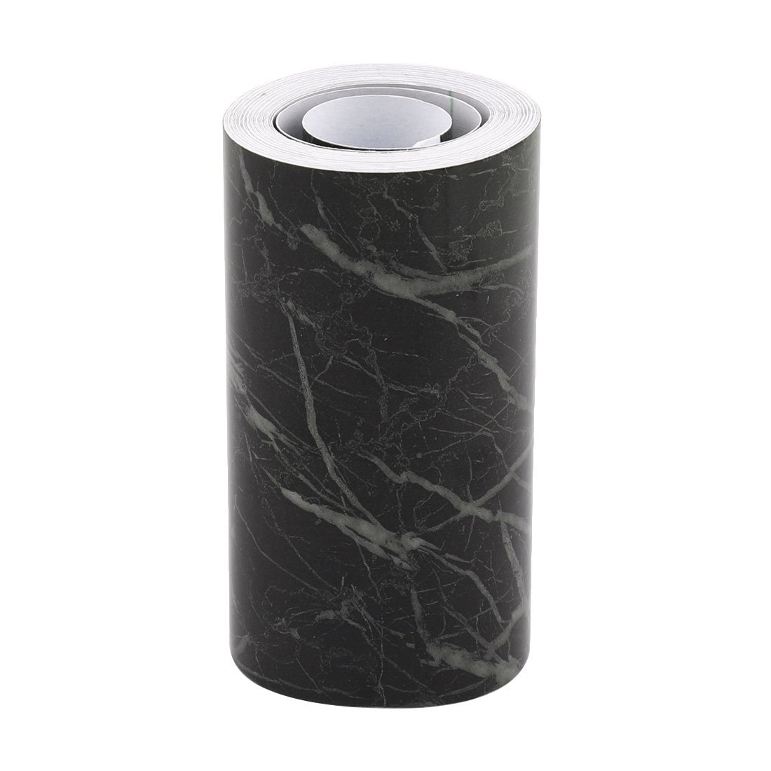sourcing map Self-adhesive Film, Black Marble Paper, Skirting Wall Waist Line, Border Sticker, Living Room Floor 16.4Ft