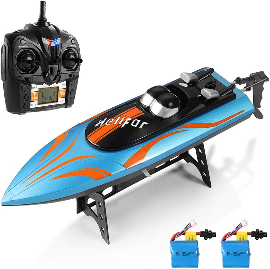 HELIFAR H112 RC, 2.4GHz High Speed Remote Adults, 180ยฐ Flipping Radio Controlled, 20MPH Kids Racing Boats with 2 Batteries, Low Voltage Alarm, Blue