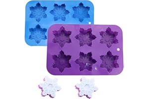 Accfore Snowflake Silicone Molds,2 Pack Cake Pans Cookie Trays Handmade Soap Making Molds Also for Chocolate Pudding Jelly Muffin Cups Kitchen Baking Decoration(Blue/Purple)