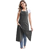 Nanxson Pottery Apron Split Leg Long Artist Painting Apron with 3 Pockets & Adjustable Buckle for Ceramic Wheel DIY Art