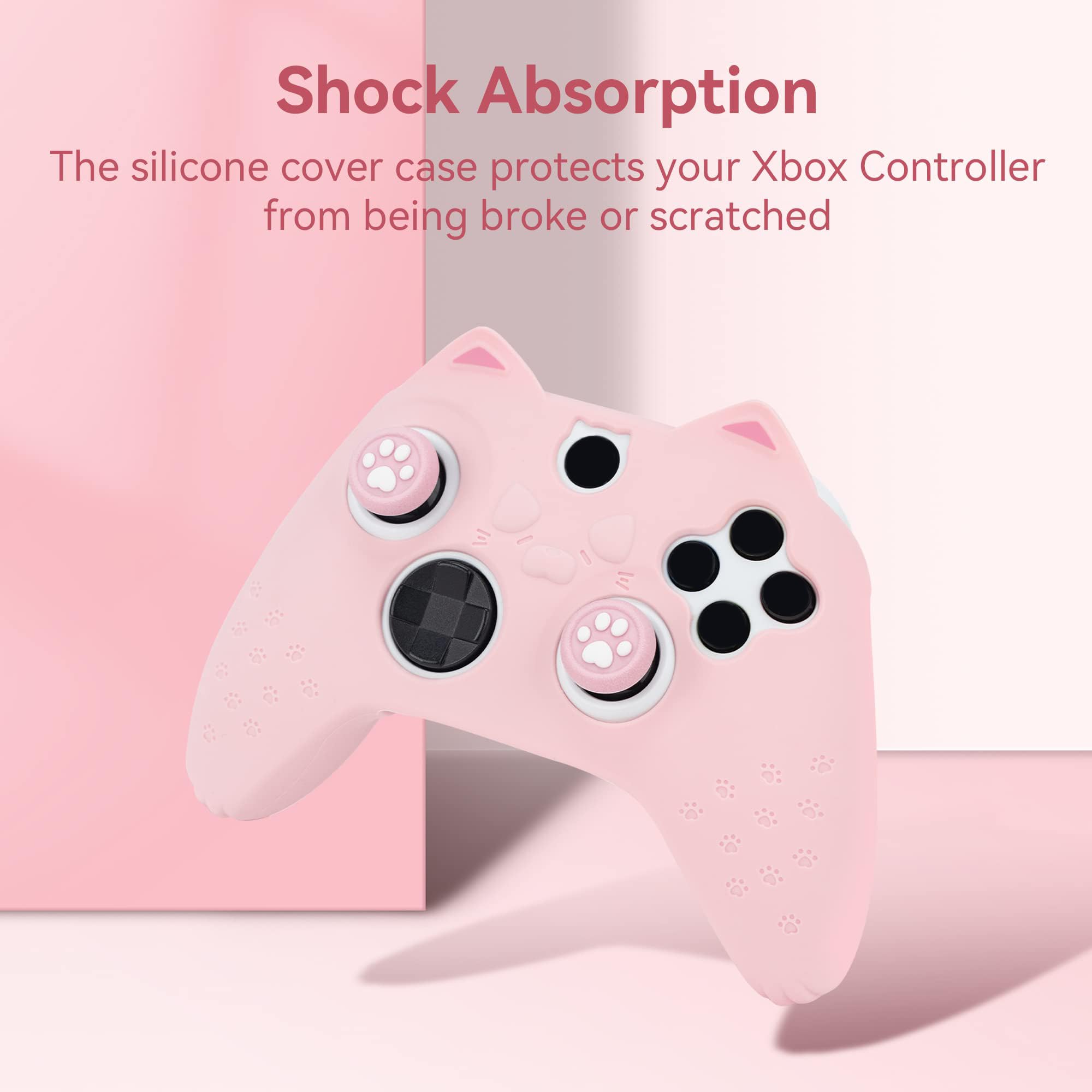 GeekShare Cat Paw Controller Skin Grips Set for Xbox Series X (Pink) | Anti-Slip Silicone | Includes 2 Thumb Grips | Compatible with Xbox Series X Controller