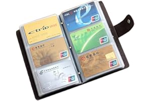 boshiho Leather Credit Card Holder Business Card Case Book Style 90 Count Name ID Card Holder Book