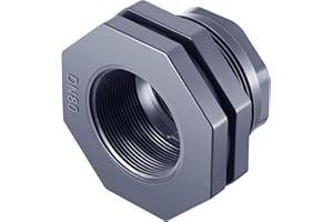 Maasechs 1 Pcs 3 Inch PVC Bulkhead Fitting Water Tank Connector Plumbing Bulkhead Pipe Fitting NPT for Rain Barrels, Aquariums, Tubs, Pools