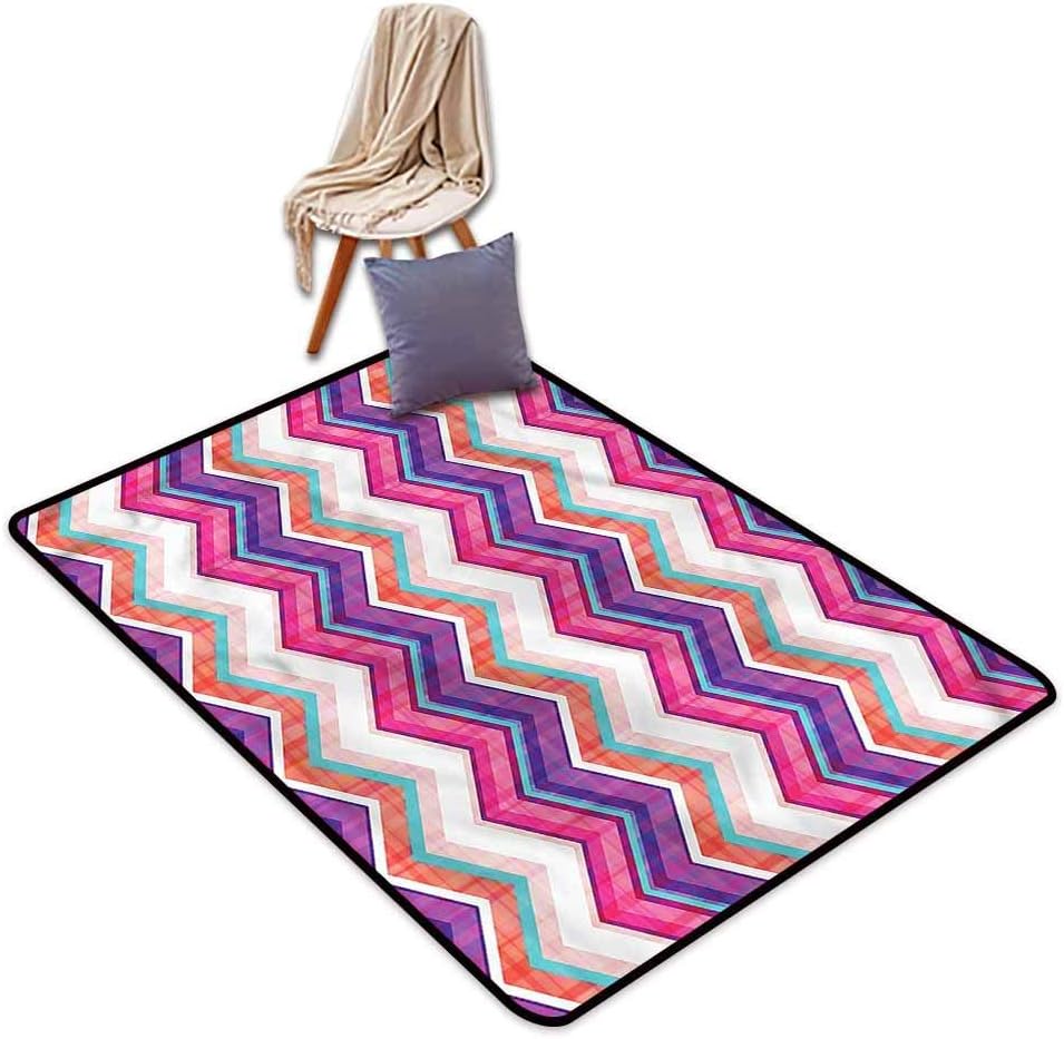 AGONIU Alfombra para Sala de Estar, Chevron Colorido Groovy Art
