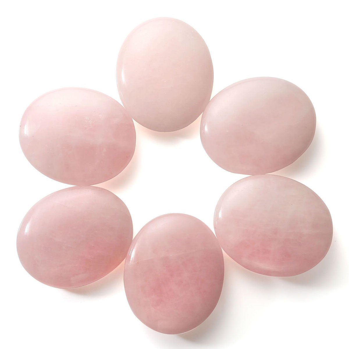 QGEM 2pcs Healing Crystals Oval Worry Stone Rose Quartz & Blue Aventurine Pocket Palm Stone w/Box Gift