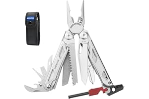 ROCKTOL Multitool SK04, VG-10 Blade, 22-in-1 Multi Tool Pliers with Fire Starter, Emergency Whistle, Glass Breaker, Safety Lo