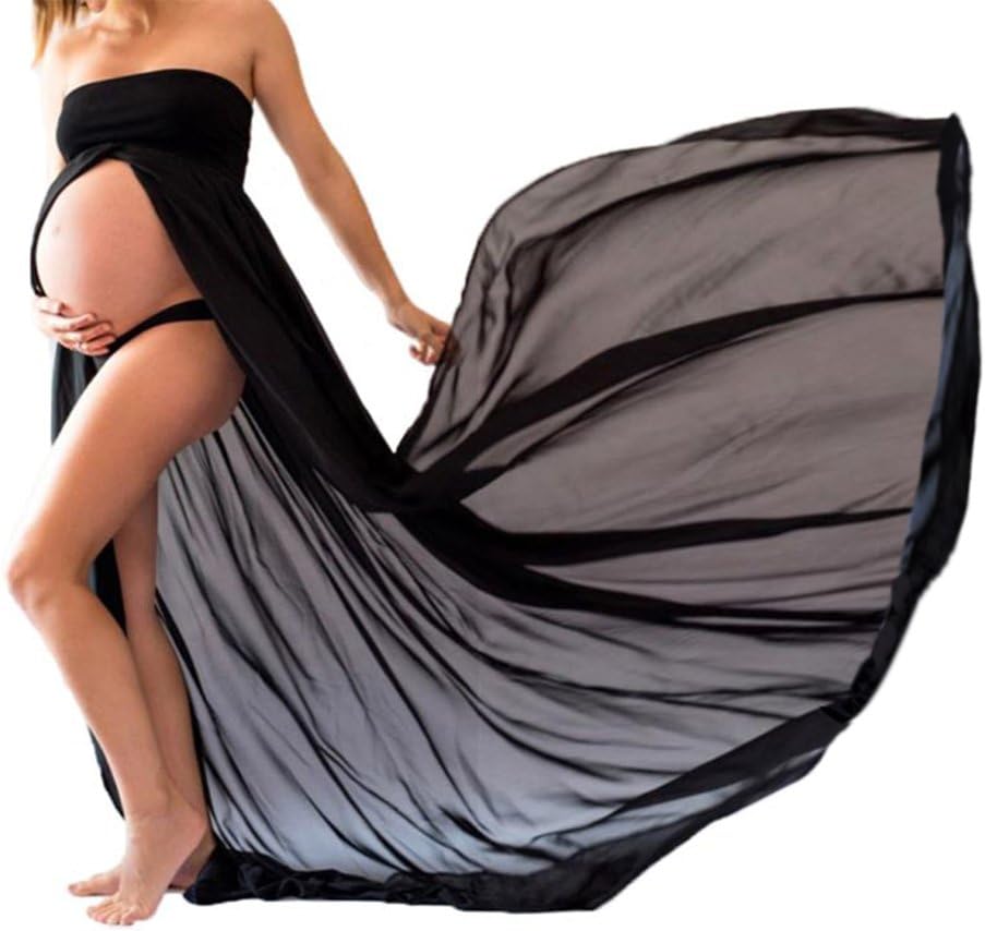 Maternity Dresses Strapless Gown, Sexy Pregnant Women Photography Props Split Front Off Shoulder Dress for Pregnant Women Photos Shoot