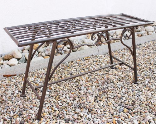 San Marco Gartenbank Wetterfest ohne Rückenlehne aus Metall Braun CUCCIU-S 83 cm Bank Metallbank Sitzbank Garten Rost-Optik – Bild 4