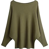 EDSTAR Women Dolman Batwing Sleeves Knitted Sweaters Winter Boat Neck Pullovers Tops