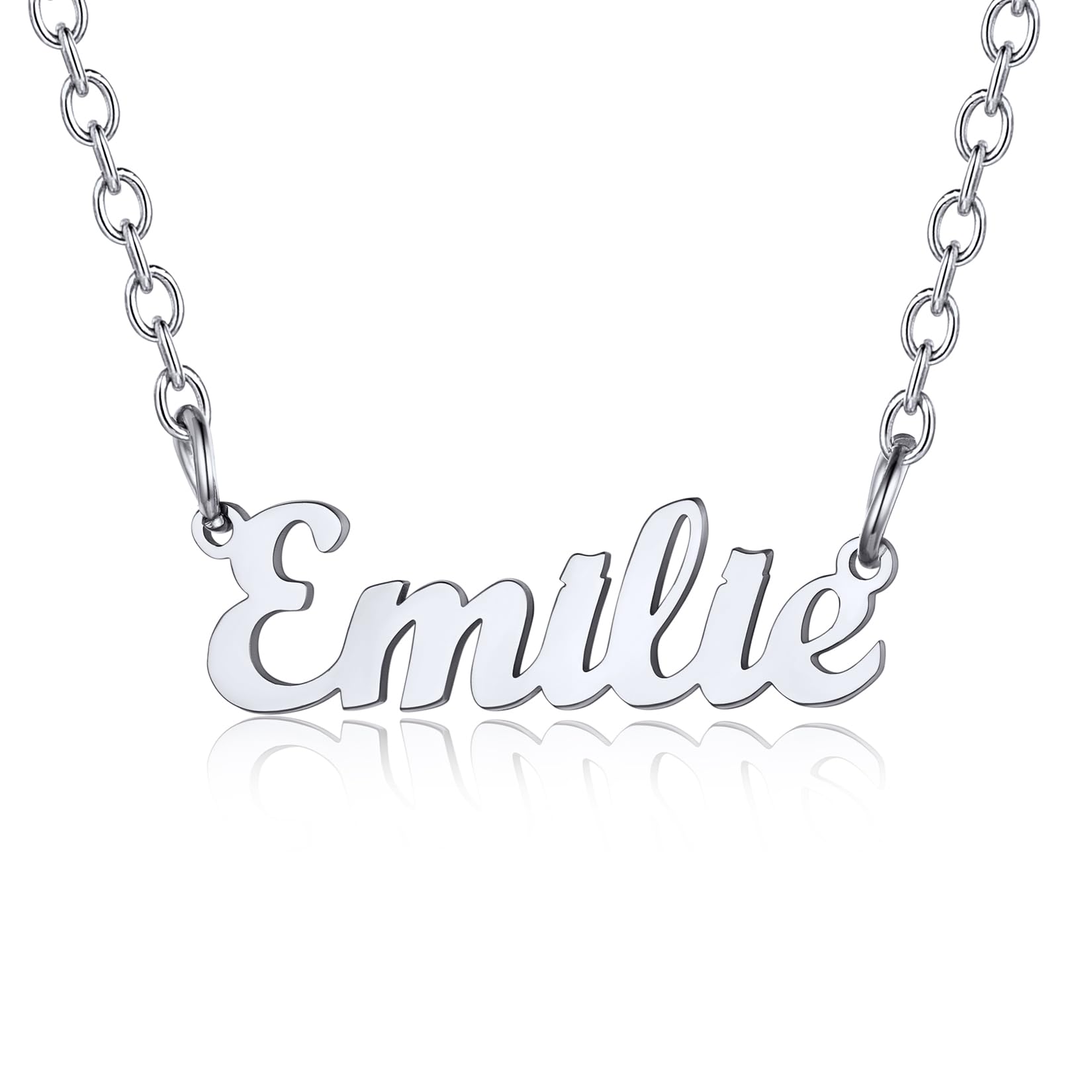 U7 Emilie Name Necklace Chain Pendant Choker Stainless Steel Necklaces For Women