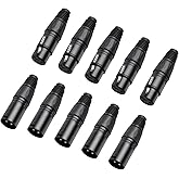 SZLliyxs 10 Pack XLR Connectors,5-PairXLR 3 Pin Male/Female Plugs Audio Mic Microphone Cable Plug Connector Audio Socket, 3 PIN XLR Ends, Male/Female Audio Mic Microphone DMX Plug,Black