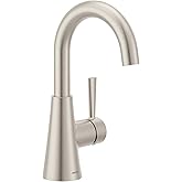 Moen Ronan Spot Resist Brushed Nickel One-Handle Single Hole Modern Bathroom Sink Faucet with Optional Deckplate and Spring Loaded Drain Assembly, 84021SRN