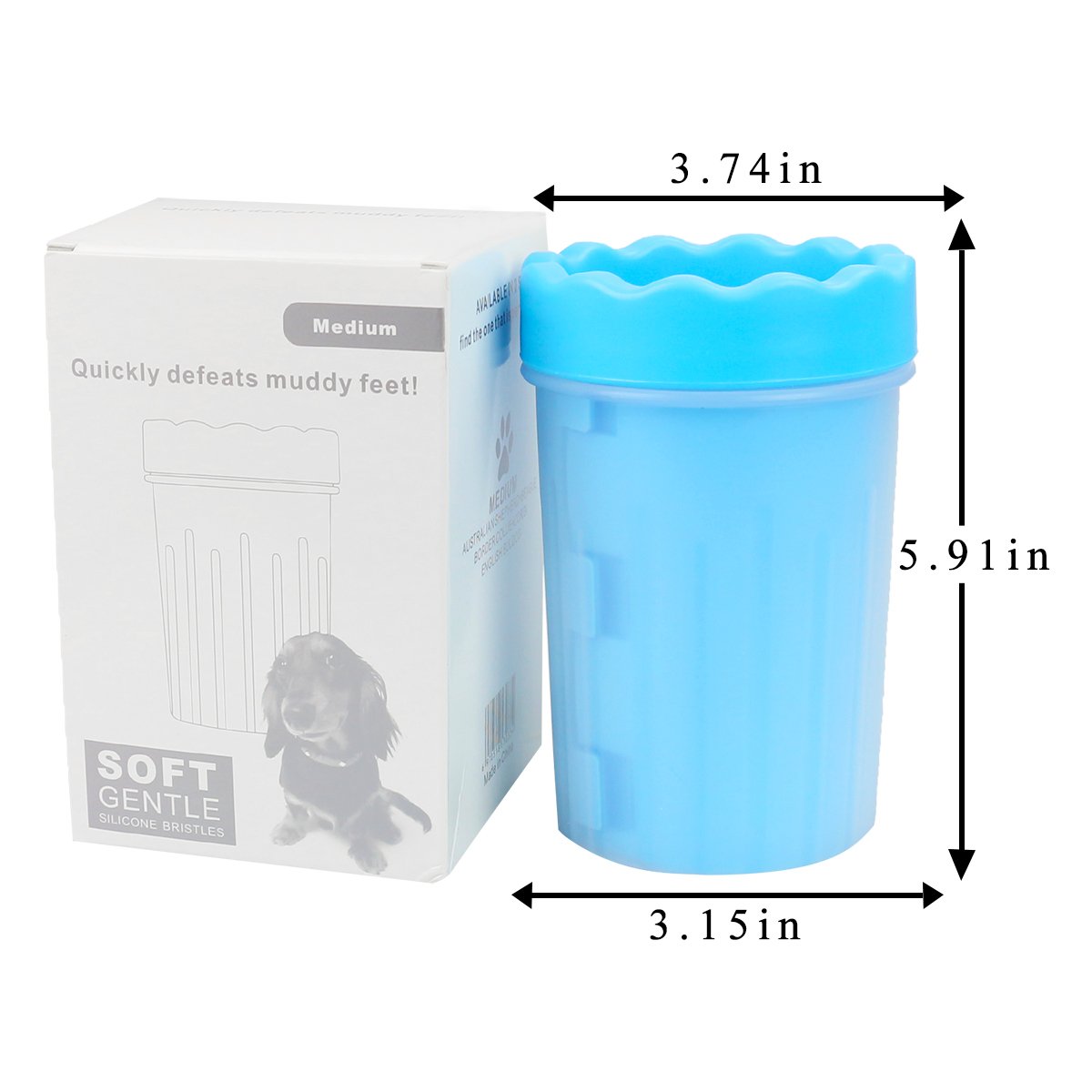 Pulitore per animali domestici, pulitore per cani portatile. Tazza di detergente per piedi per cani e gatti in silicone - blu