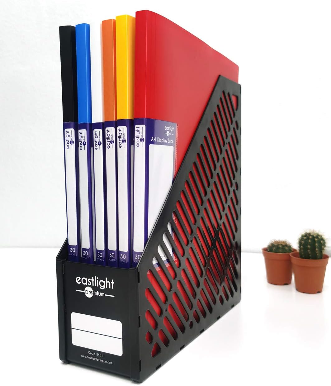 EASTLIGHT Pack of 3 Plastic Magazine Holders, Document File Folder Organizer for School Office Organization (Black) - Image 3