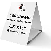 HUOJI 8.5x11 Thermal Paper, 100 Sheets US Letter Size Thermal Printer Paper | Thermal Printing Paper, Quick-Dry Fanfold, BPA-Free, Compatible with M834, A285M Portable Printer