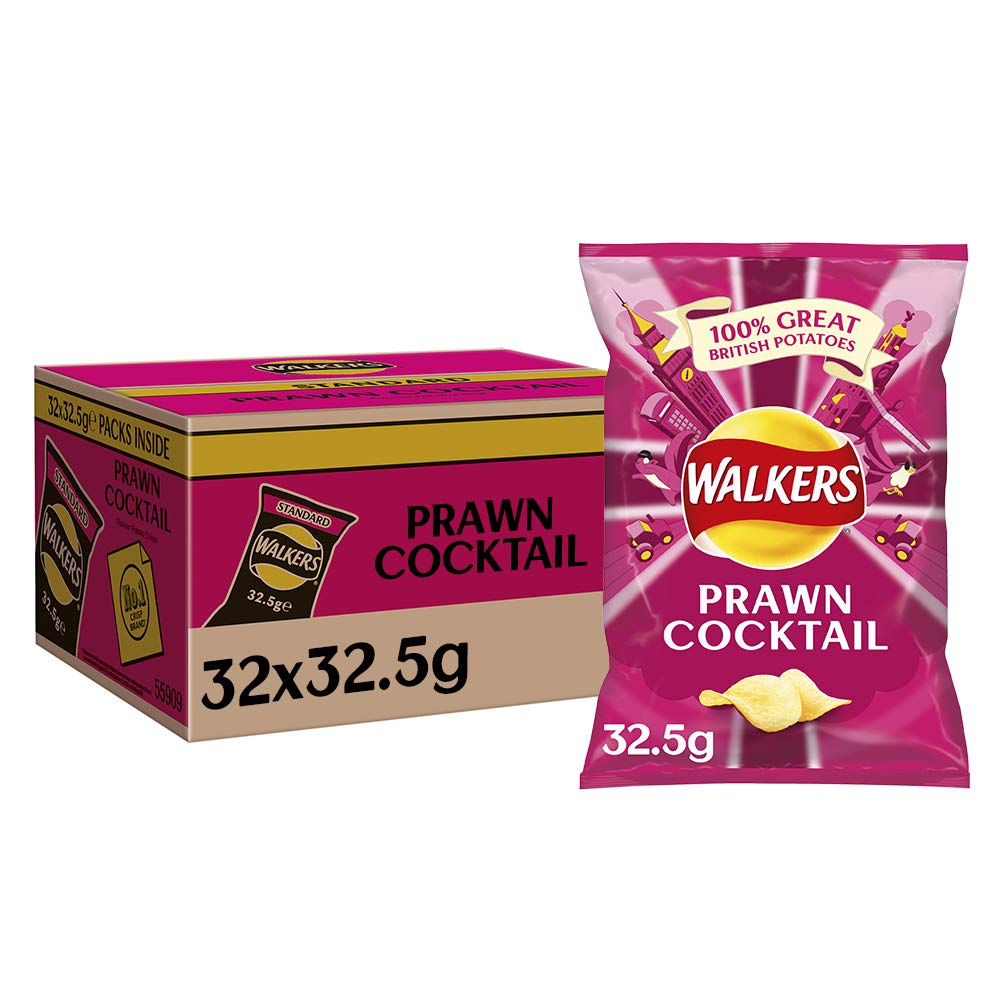 Walkers Prawn Cocktail Crisps Box, 32.5 g, Case of 32 Buy Online in