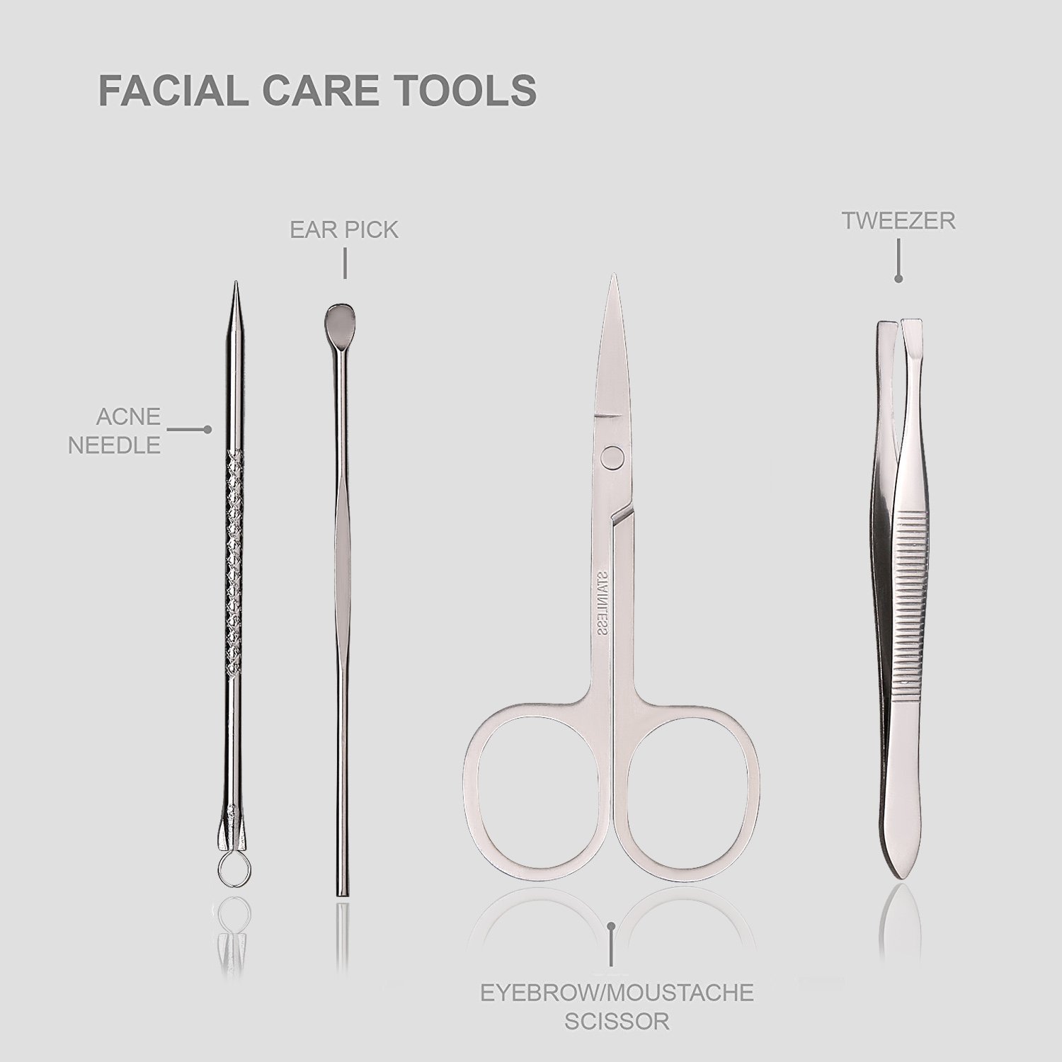 Teamkio Manicure Pedicure Set Nail Clippers Travel Hygiene Kit Stainless Steel Professional Nail Cutter Care Set Scissor Tweezer Knife Ear Pick Utility Tools Grooming Kits with Leather Case 16 pcs