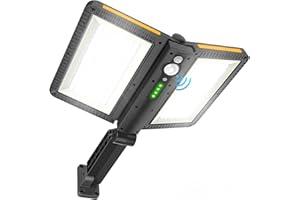 ropelux Solar Outdoor Lights, 6000LM Motion Sensor Outdoor Lights Double Solar Panels, IP65 Waterproof and 5 Modes, 218LEDs High Brightness Wider Illuminated Area Flood Lights for Garden Patio Street