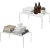 Evelots Wire Rack Cabinet Shelf Organizer -2 Pack Sturdy Metal Cabinet Riser Shelf - Double Space-Great for Kitchen, Freezer, Pantry -Rustproof