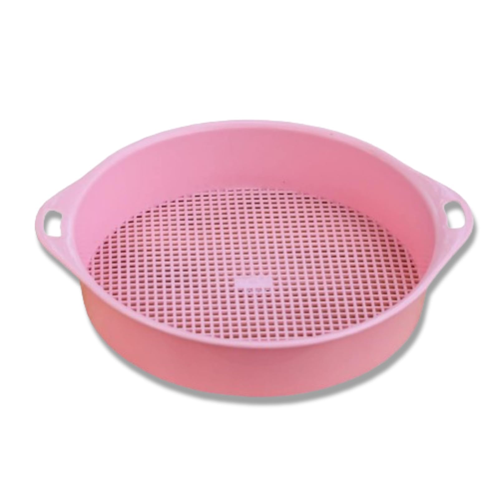 CYRANK Rock Garden Sieve Soil Sifter 3mm, Round Plastic Gardening Soil Sifting Pan Sand Sifter Set, Garden Riddle Sieve Mesh Sifter for Rocks Gravel Sifter for Small Gravel, Soil, Sand(Pink)