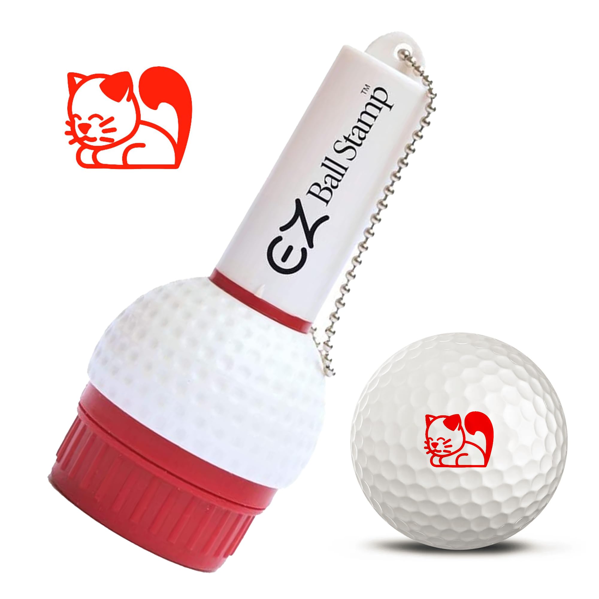 EZBallStamp Golf Ball Stamp - Red Sitting Cat