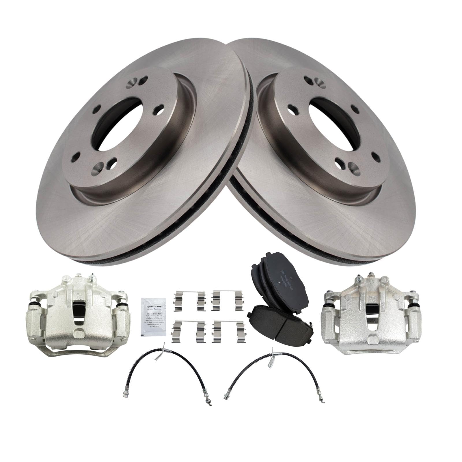 TRQ Front Brake Pad & Rotor Kit Ceramic Compatible with 2010-2012 Hyundai Elantra Image TRQ Front Brake Pad & Rotor Kit Ceramic Compatible with 2010-2012 Hyundai Elantra Image