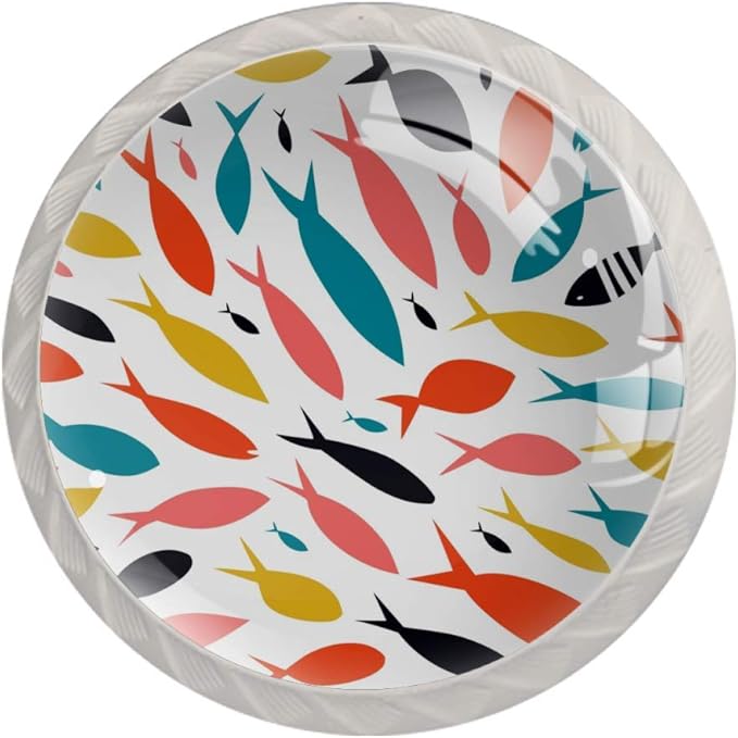 Pomos y Tiradore Peces de colores Perilla de Muebles Decorativo Perilla