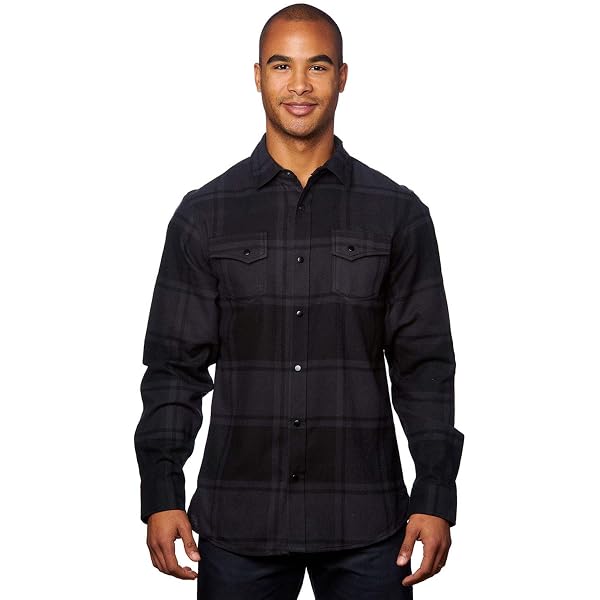 Burnside Men's Solid Flannel Shirt – Charcoal, Heavyweight Cotton/Poly Blend