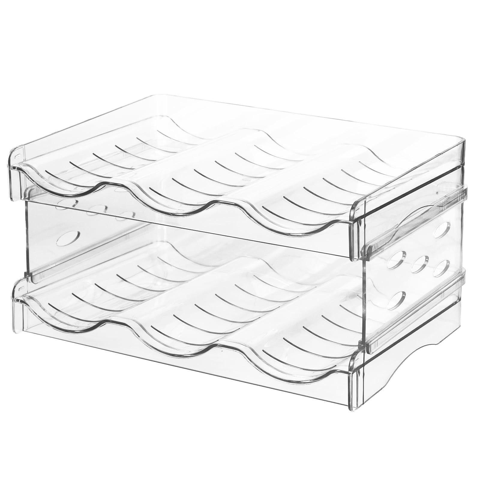 Wine Rack, Stackable Water Bottle Organiser, Plastic Bottle Holder, Cupboard Organiser, Water Bottles Storage for Cabinet/Freezer/Pantry - Each Rack Holds 3 Bottles- Kitchen Storage (2-Tier Wine Rack)