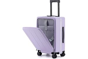 YYW Top Opening Carry On Luggage 20 Inch, Aluminum Frame PC+ABS Hard Shell Suitcase with Laptop Compartment, TSA Lock, Cup Ho