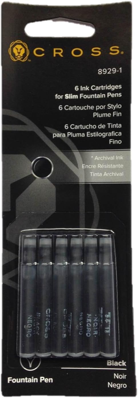 Cross Slim Fountain Pen Refill - Black, 6 Count (Pack of 1) - Image 3