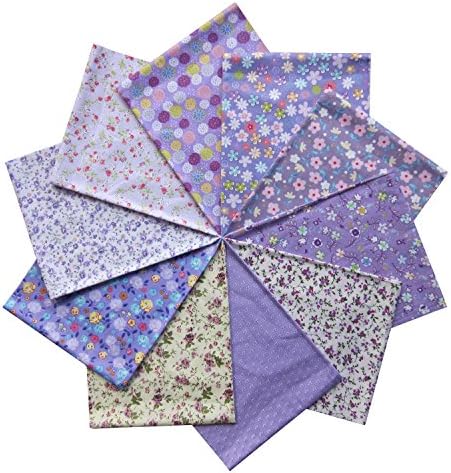 Grannycrafts 10pcs 40x50cm Top Cotton Printed Fat Quarters Craft Fabric Bundle Squares Patchwork Lint Print Cloth Fabric Tissue DIY Sewing Scrapbooking Quilting Purple Series