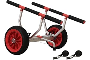 Soozier Heavy Duty Kayak Cart, 220 lbs Capacity Canoe Trolley Cart with Adjustable Width, 10'' Flat-Free Wheels and Tie-Down 