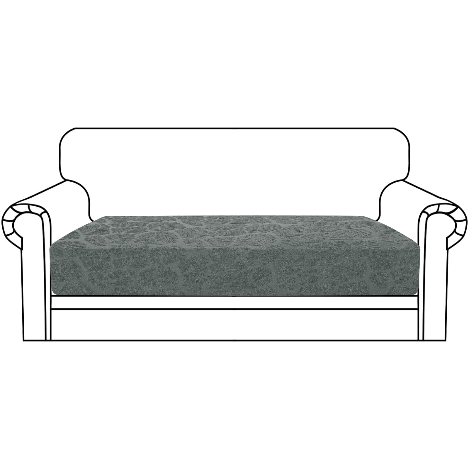 MAXIJIN Stretch Sofa Seat Cushion Cover Jacquard Fabric Sofa Seat Cover Non-Slip Couch Seat Slipcover Protector with Elastic Bottom (Light Grey, 2 Seater)