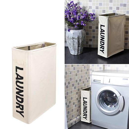 Hogar y cocina blanco cesta de lavandería plegable sobre ruedas ahorro
