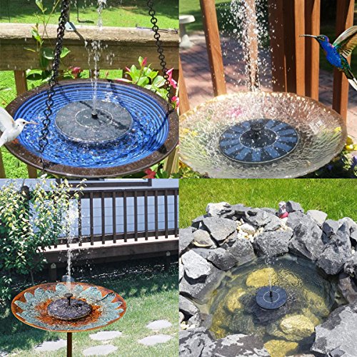 Solar Fountain Pump, Solar Bird Bath Fountain 1.4W Free Standing Solar Powered Water Pumps Panel Kit Outdoor Birdbath Watering Submersible Pump for Pond, Garden and Patio