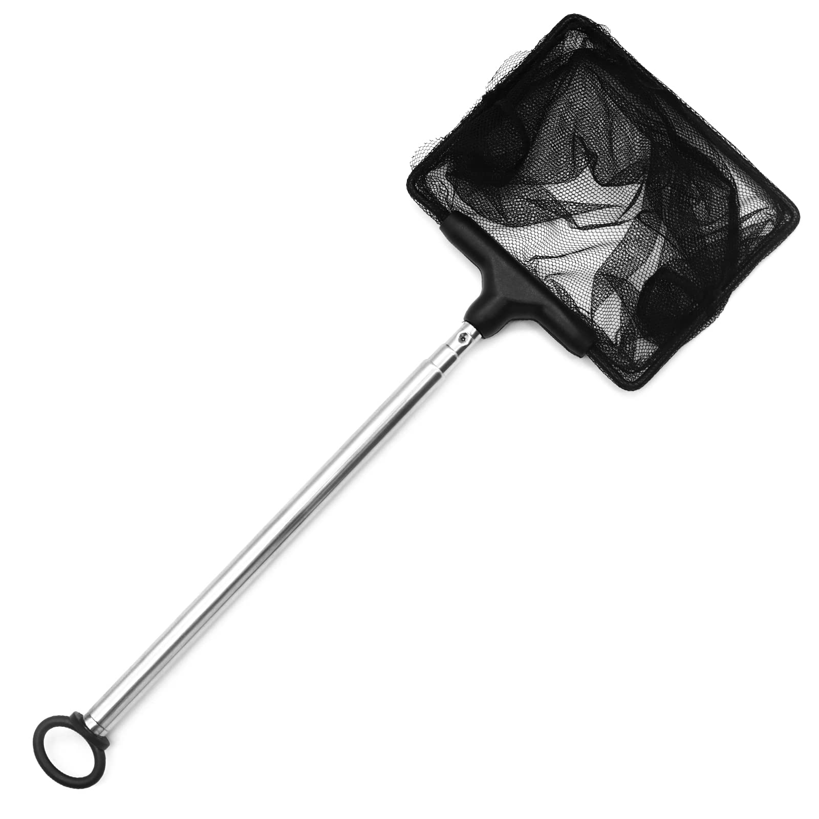 1 Piece 5 Inch Aquarium Net Telescopic Aquarium Fish Net Nylon Fine Mesh Fish Net with Extendable 19.5-42.5cm Long Handle for Fish Tanks Pools,8 * 10cm