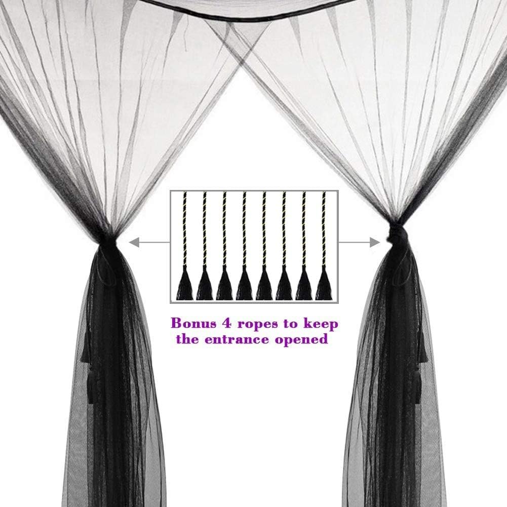 Twinkle Star 4 Corner Post Bed Canopy for Full/Queen/King Size Bed (Elegant Black): Home & Kitchen