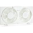 Amazon Basics Window Fans for Home Bedroom, Twin Heads, Cooling Airflow, Exhaust, Expandable Side Panel Basic Control, 2 Speeds, 68W, 9 inch, White