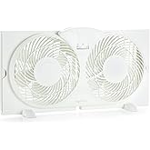 Amazon Basics Twin Window Fan for Home Bedroom, 9 inch, Reversible Airflow, Exhaust Mode, Expandable Side Panels, Width Adjustable, 2 Speeds, Air Circulation, 68W, White