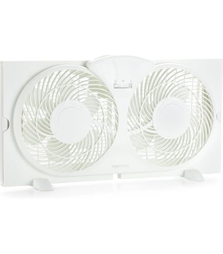 Holmes HWF0910AT Whole House Window Fan – Twin 8.5" Blades, Digital Thermostat, 2 Speeds, Reversible, Fits Double-Hung & Slider Windows