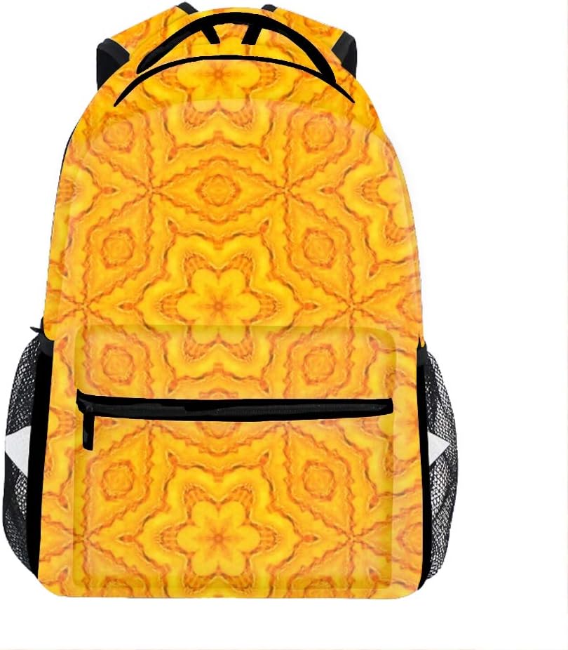 Golden Flowers Backpack for Kids School Laptop Backpack School Bags Rucksack Satchel Hiking Bag