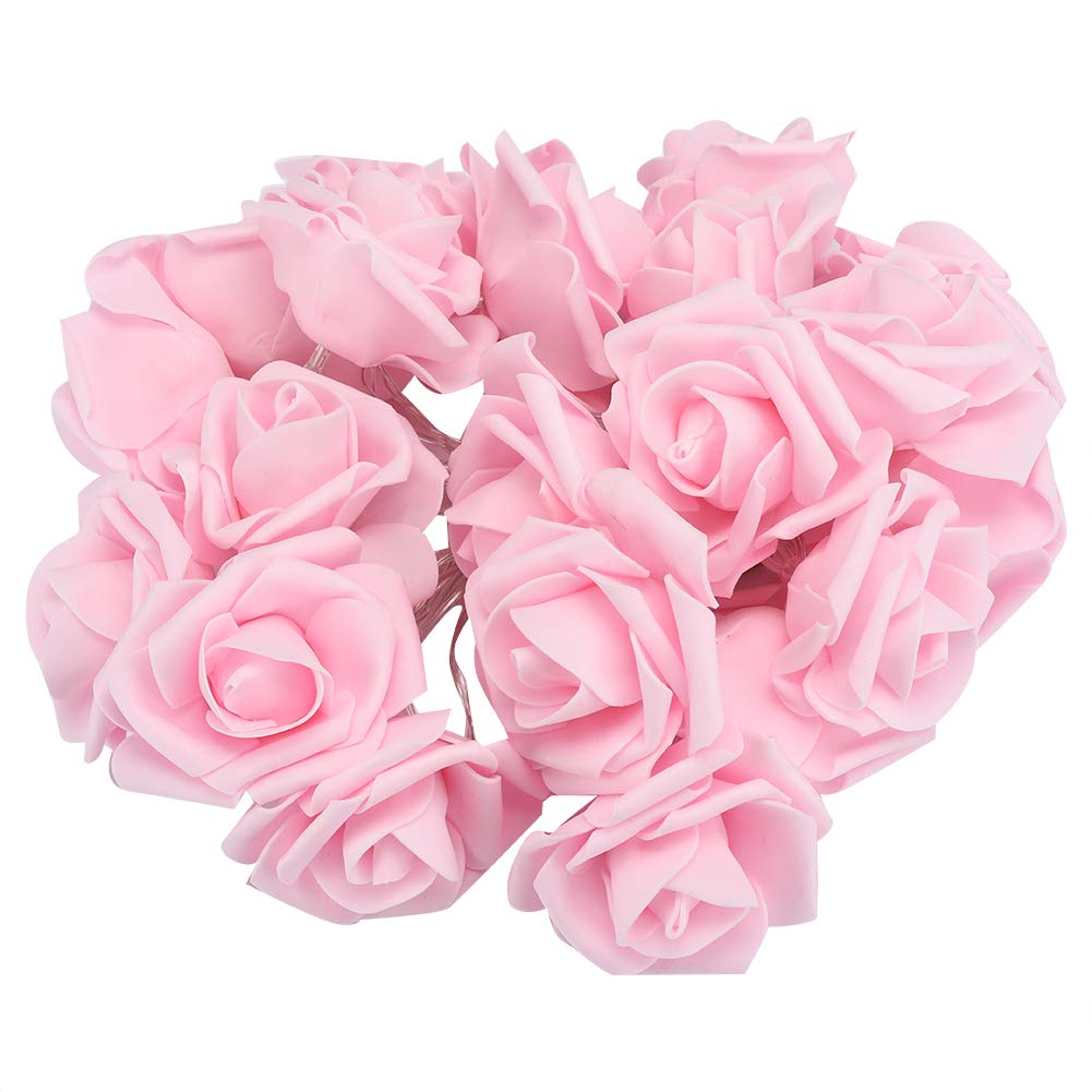 Flower String Light, 3 Meter 20LED USB Artificial Flower String Lights Rose Fairy Lights for Valentine's Day Wedding Decoration with Warm Light(3 Meters 20 Lights-Pink Rose-USB)