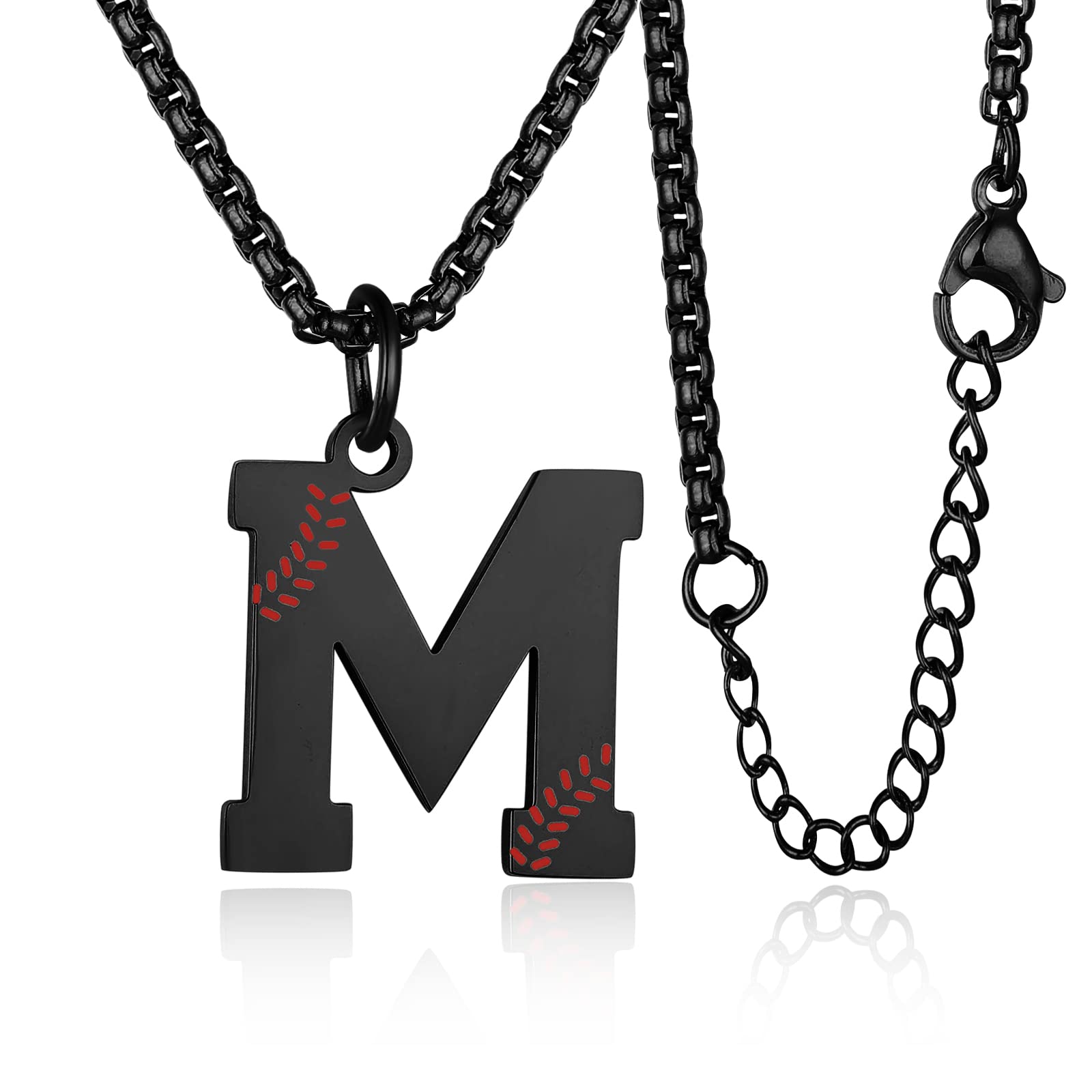 Susook Baseball Initial Necklace for Boys Baseball