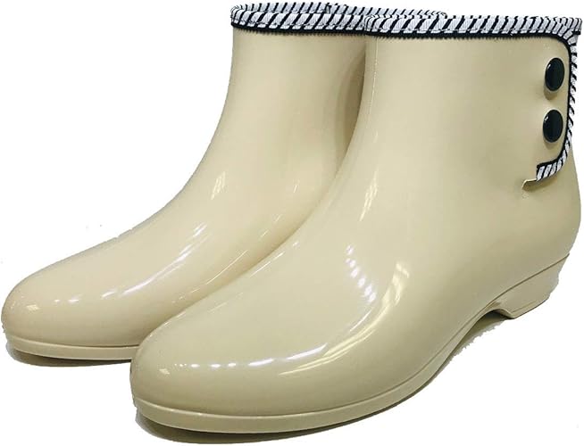 Amazon レインブーツ ショート 日本製 レインブーツ 軽量 女性 レインシューズ レディース ボタン 防水 長靴 雨靴 靴 レイン靴 梅雨 台風 大雨 女性 婦人 レインシューズ